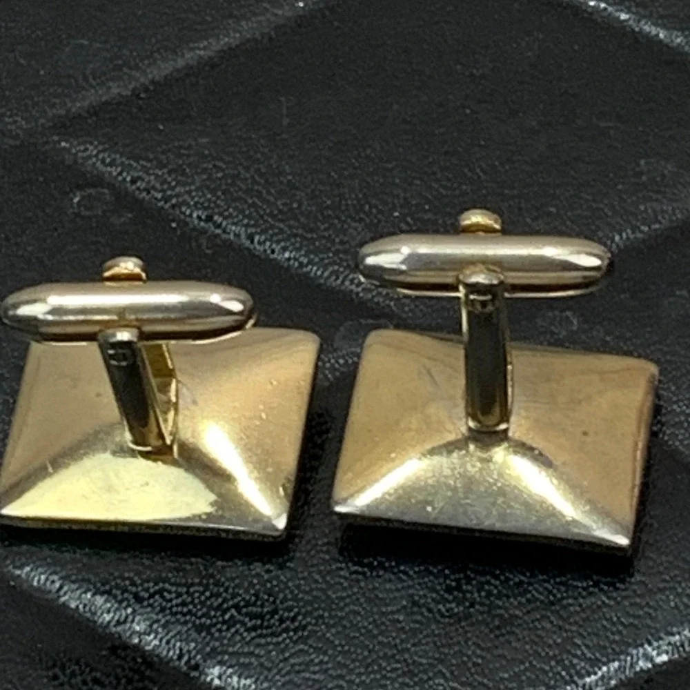 Vintage‎ Textured Gold Tone Double Square Cufflinks Mens Dress Shirt Accessories